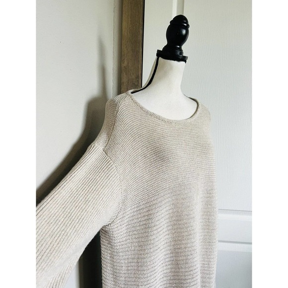 J Jill Womens Knit Silk Wool Blend Long Sleeve Boat Neck Beige Sweater Sz XL - Picture 6 of 16